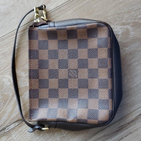 EUC Damier Ebene Canvas Trousse Makeup Bag w/ Strap - Picture 2 of 12